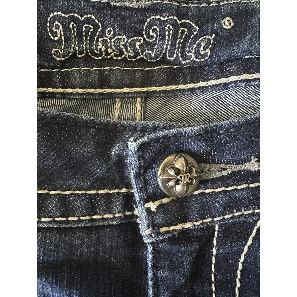Miss Me Jeans Womens 28 Bootcut Low Rise Bling Rhinestone Embroidered Denim - Picture 13 of 15